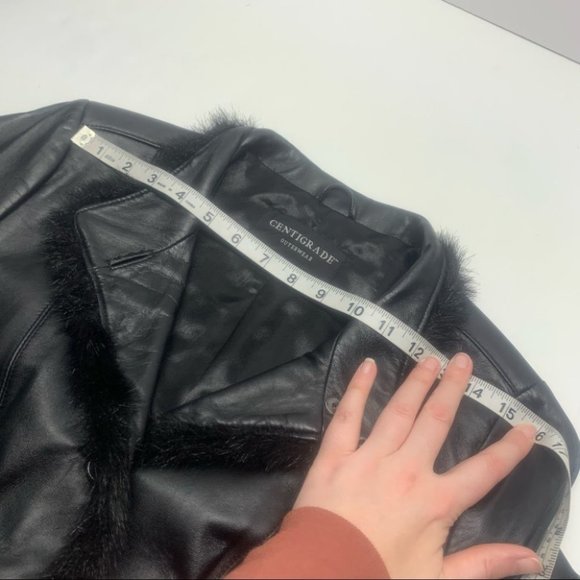 . Centrigrade Outerwear Leather Jacket Faux Fur Trim Black - Picture 12 of 14